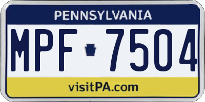 PA license plate MPF7504