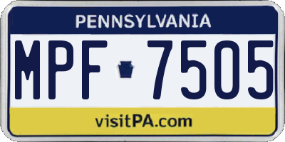 PA license plate MPF7505