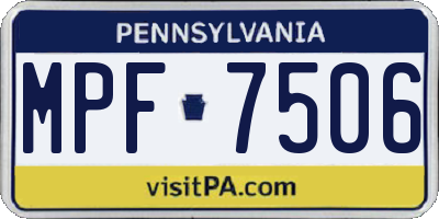 PA license plate MPF7506