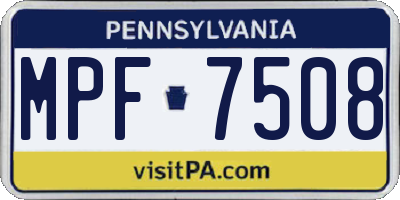 PA license plate MPF7508
