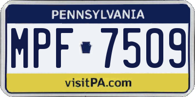PA license plate MPF7509