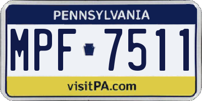 PA license plate MPF7511