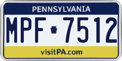 PA license plate MPF7512