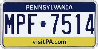 PA license plate MPF7514