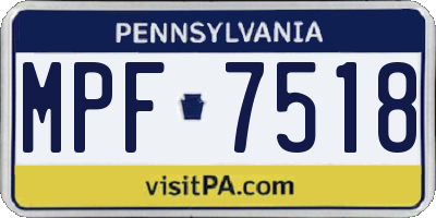 PA license plate MPF7518