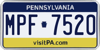 PA license plate MPF7520
