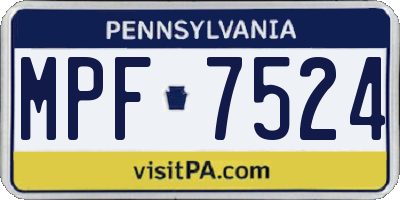 PA license plate MPF7524