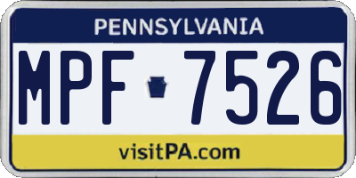 PA license plate MPF7526