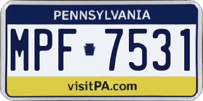 PA license plate MPF7531
