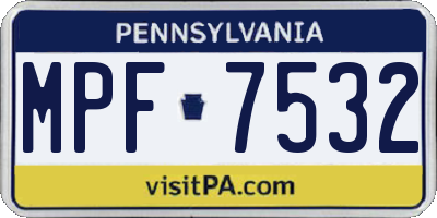 PA license plate MPF7532