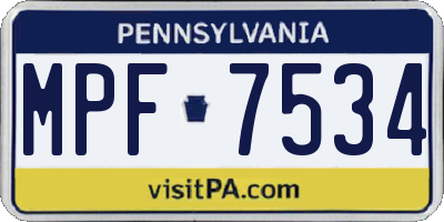 PA license plate MPF7534