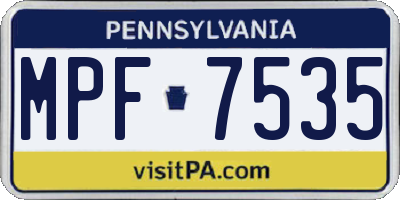 PA license plate MPF7535