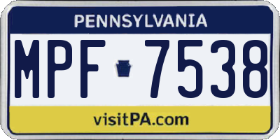 PA license plate MPF7538
