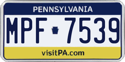 PA license plate MPF7539