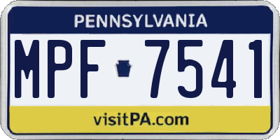 PA license plate MPF7541