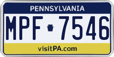 PA license plate MPF7546