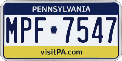 PA license plate MPF7547
