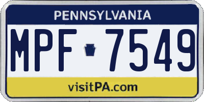 PA license plate MPF7549