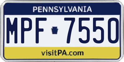 PA license plate MPF7550