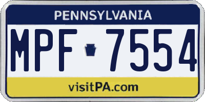 PA license plate MPF7554