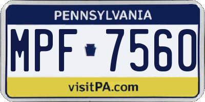 PA license plate MPF7560
