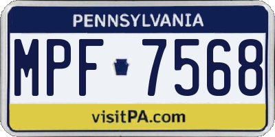PA license plate MPF7568