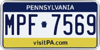 PA license plate MPF7569