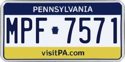 PA license plate MPF7571
