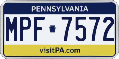 PA license plate MPF7572