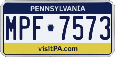 PA license plate MPF7573