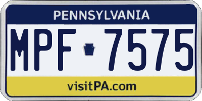 PA license plate MPF7575