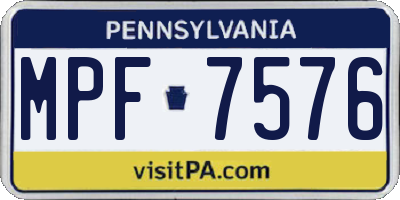 PA license plate MPF7576