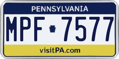 PA license plate MPF7577