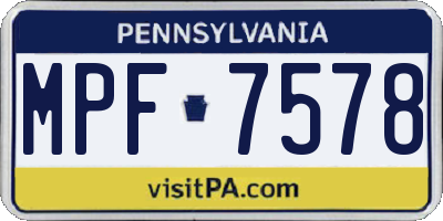 PA license plate MPF7578