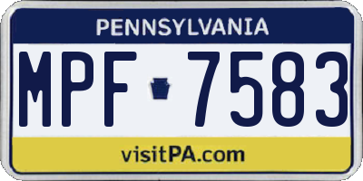 PA license plate MPF7583