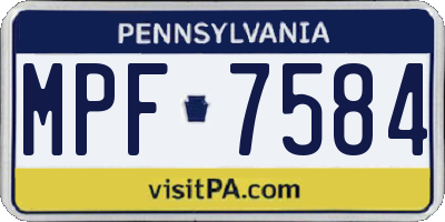 PA license plate MPF7584