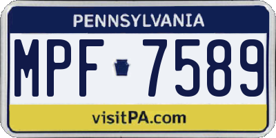 PA license plate MPF7589