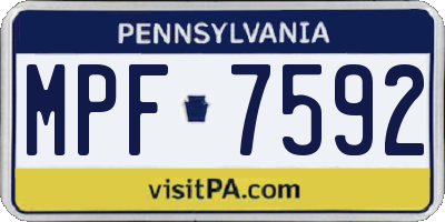 PA license plate MPF7592