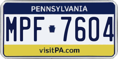 PA license plate MPF7604