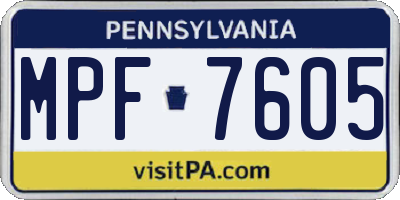 PA license plate MPF7605