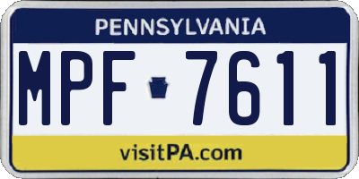 PA license plate MPF7611