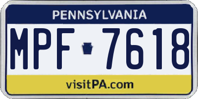 PA license plate MPF7618
