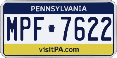 PA license plate MPF7622