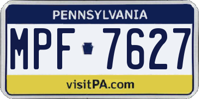 PA license plate MPF7627