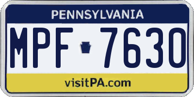 PA license plate MPF7630