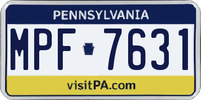PA license plate MPF7631