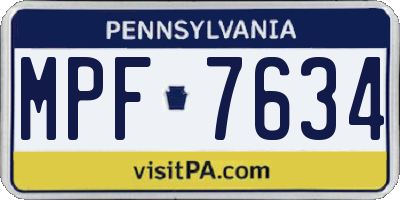 PA license plate MPF7634