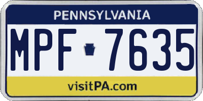 PA license plate MPF7635