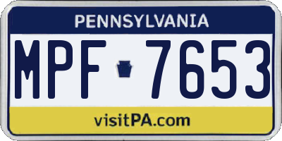 PA license plate MPF7653