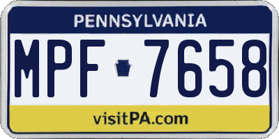 PA license plate MPF7658
